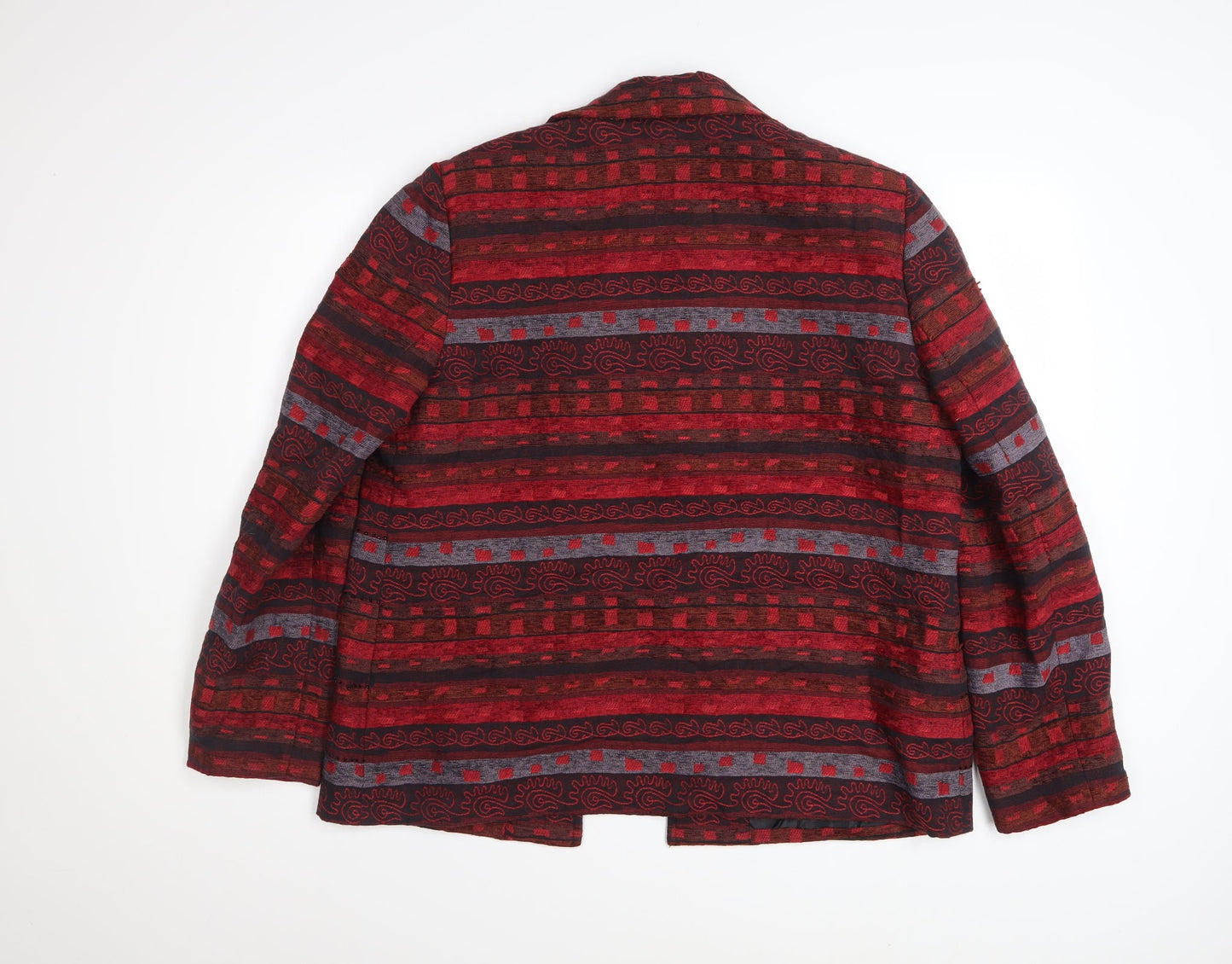 Alfred Dunner Women's Red Geometric Cotton Blend Jacket Size 12