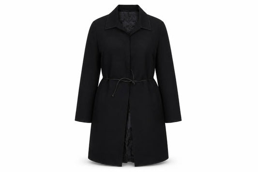 Marks and Spencer Autograph Women's Black Long Wool Blend Trench Coat UK 12
