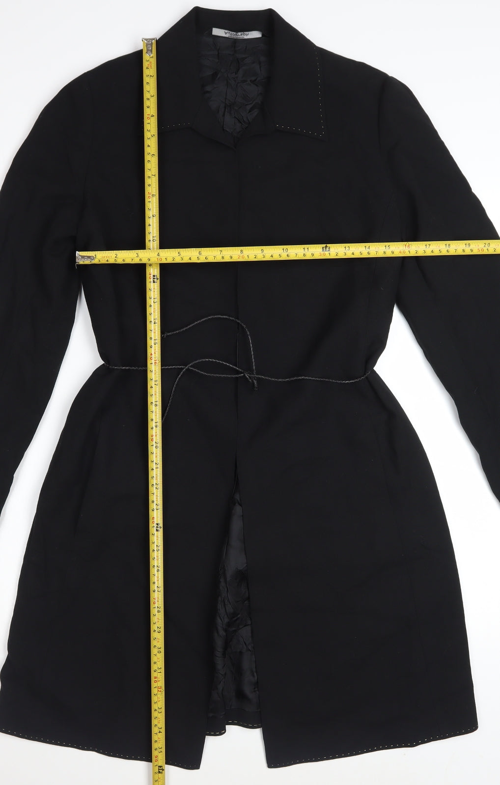 Marks and Spencer Autograph Women's Black Long Wool Blend Trench Coat UK 12
