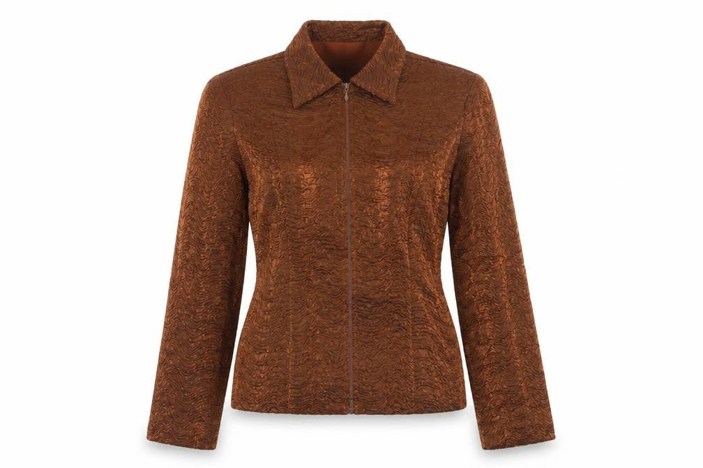 Cartise Womens Brown Textured Zip Jacket UK 12 Classic Style