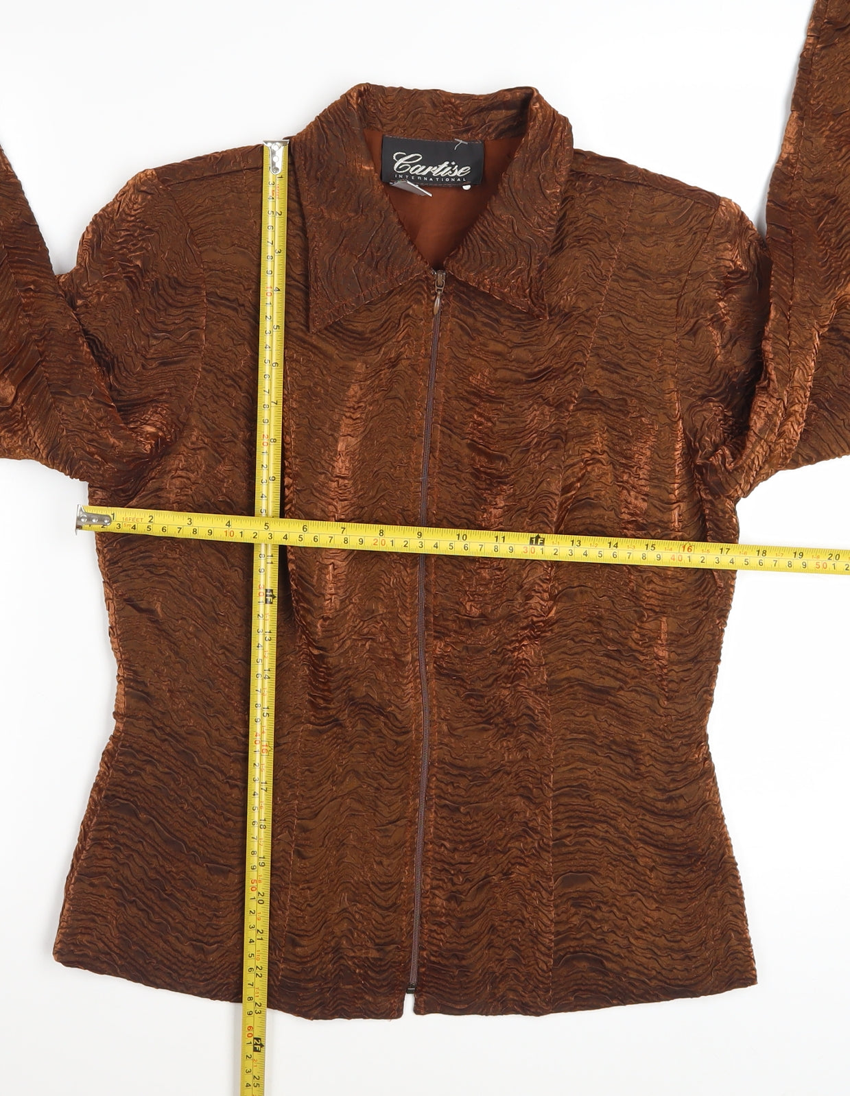 Cartise Womens Brown Textured Zip Jacket UK 12 Classic Style