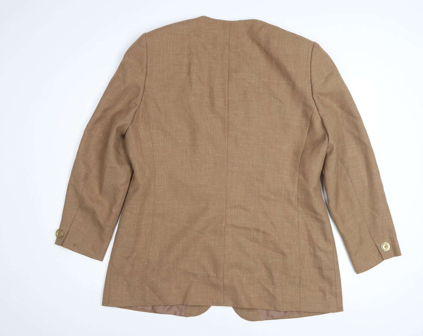 Viyella Women’s Brown Wool Blend Classic Blazer UK 16 Vintage Mid-Length