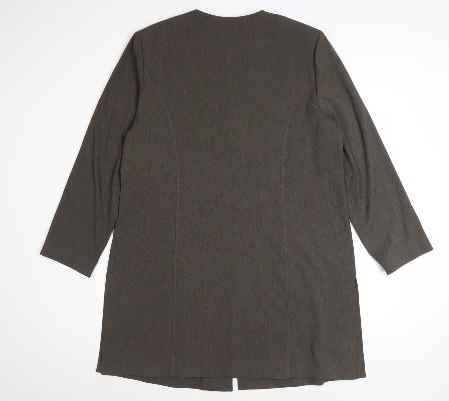 Elvi Women Brown Size 18 Classic Long Blazer Jacket
