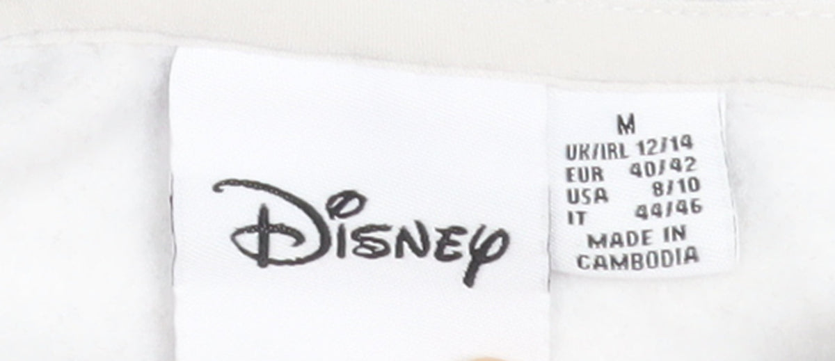 Brand and care label for Disney Women’s Grey Stitch Hoodie, size M, Pullover Sweatshirt