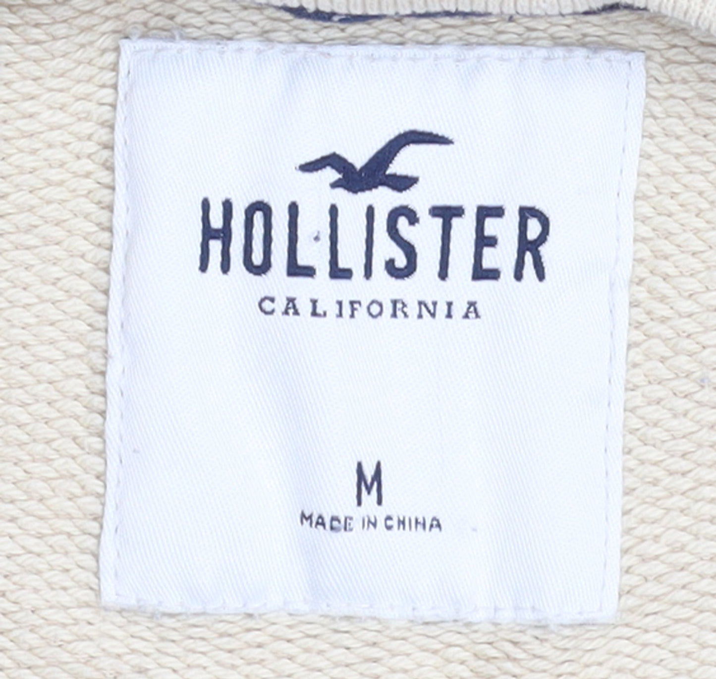 Hollister Men Beige Crew Neck Sweatshirt M Cotton Blend Classic Style