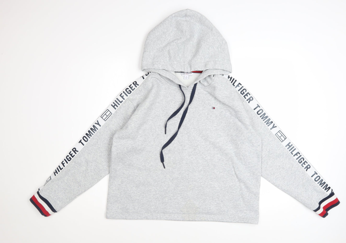 Tommy Hilfiger Women Grey Hooded Pullover Sweatshirt M