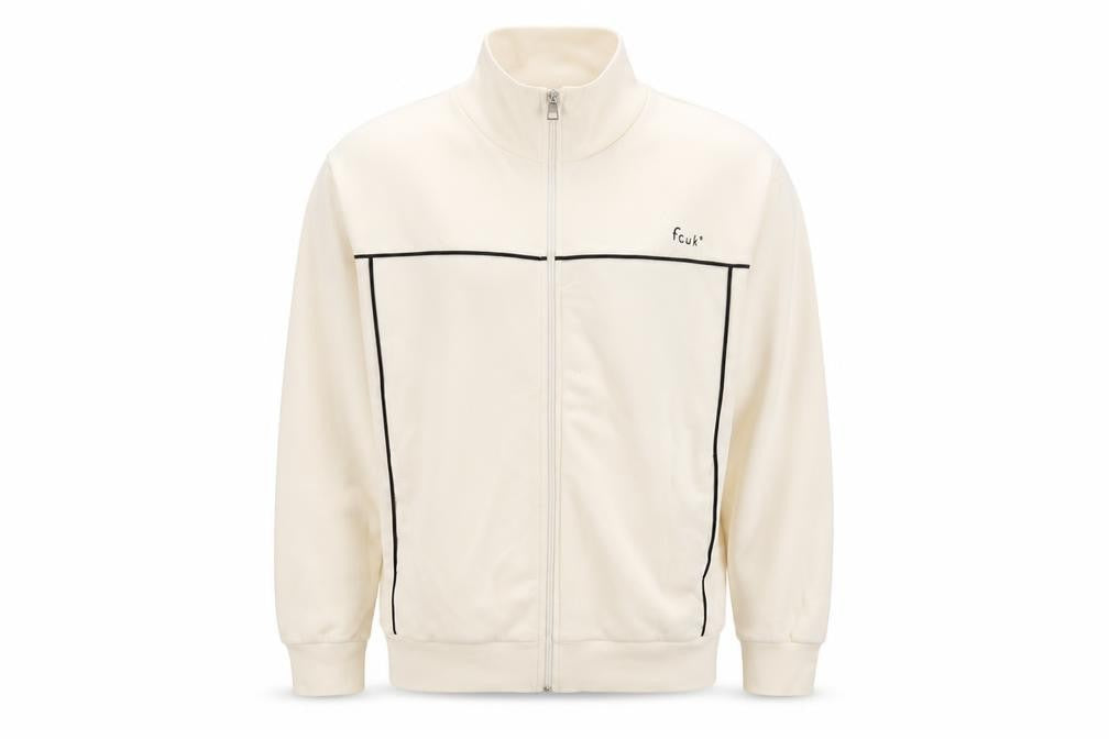 Front view of French Connection Men's Beige Full Zip Cotton Sweatshirt L