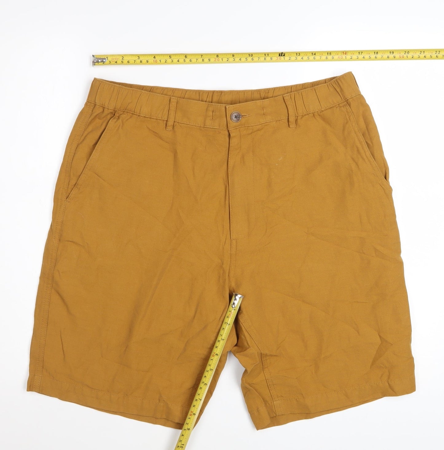 Uniqlo Men's Brown Linen Blend Chino Shorts L Regular Fit
