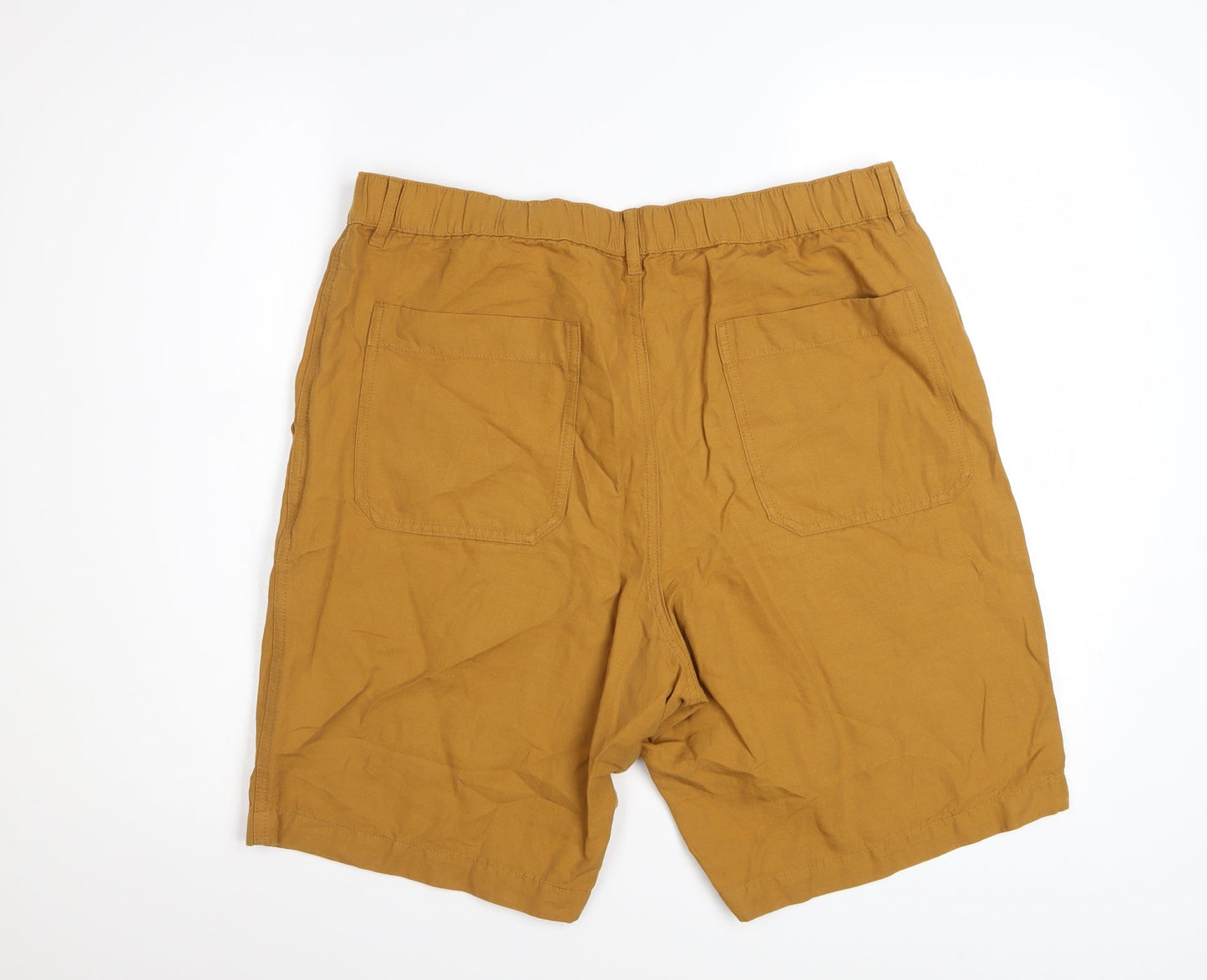 Uniqlo Men's Brown Linen Blend Chino Shorts L Regular Fit