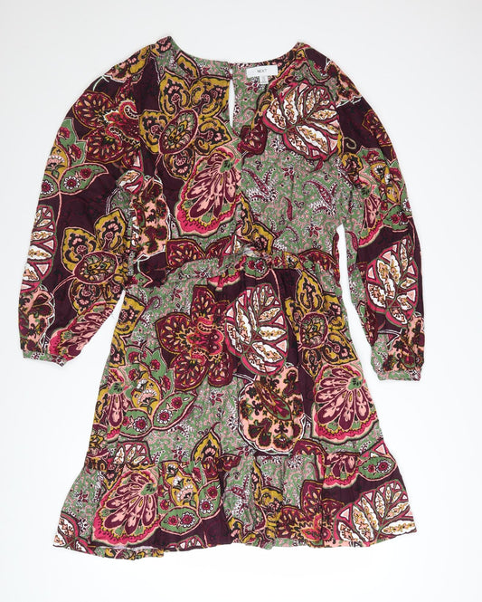 Next Womens Multicoloured Paisley A-Line Knee Length Dress Size 16