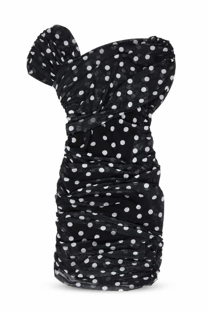 Marks & Spencer Women Black Polka Dot One Shoulder Bodycon Dress Size 12