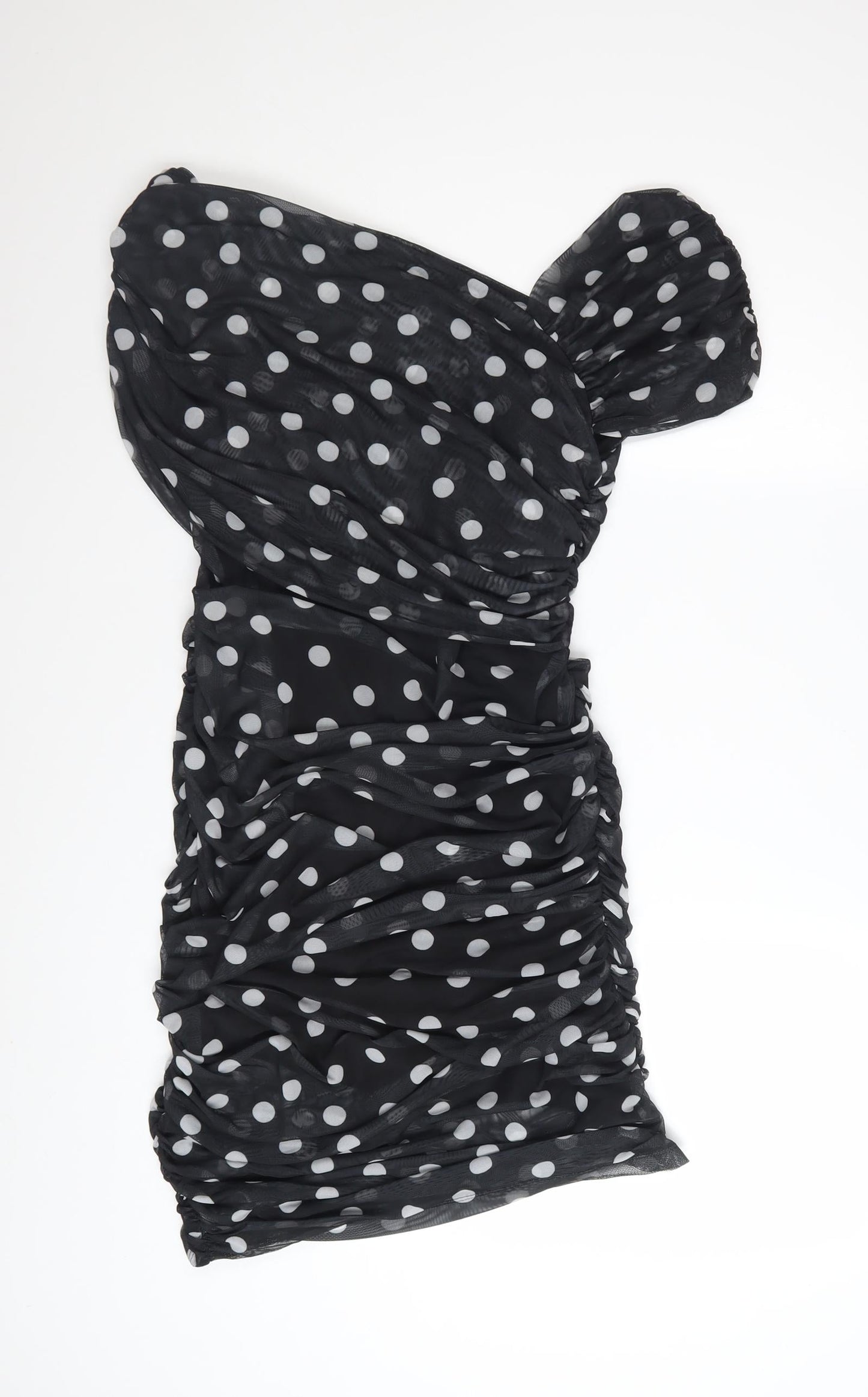 Marks and Spencer Women Black Polka Dot One Shoulder Bodycon Dress Size 12