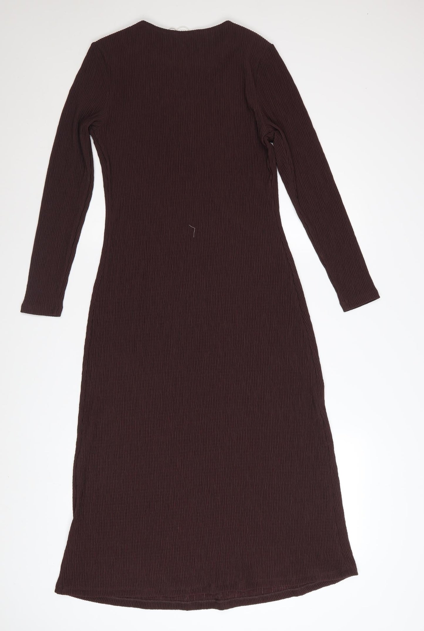 Marks and Spencer Women Brown Petite Size 8 Knit Midi Shift Dress