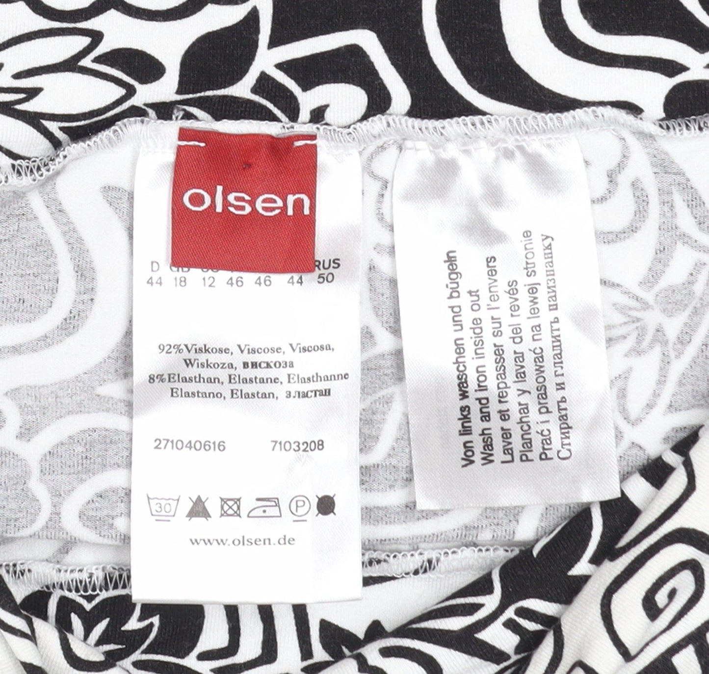 Olsen Women’s Black White Geometric A-Line Viscose Skirt Size 18