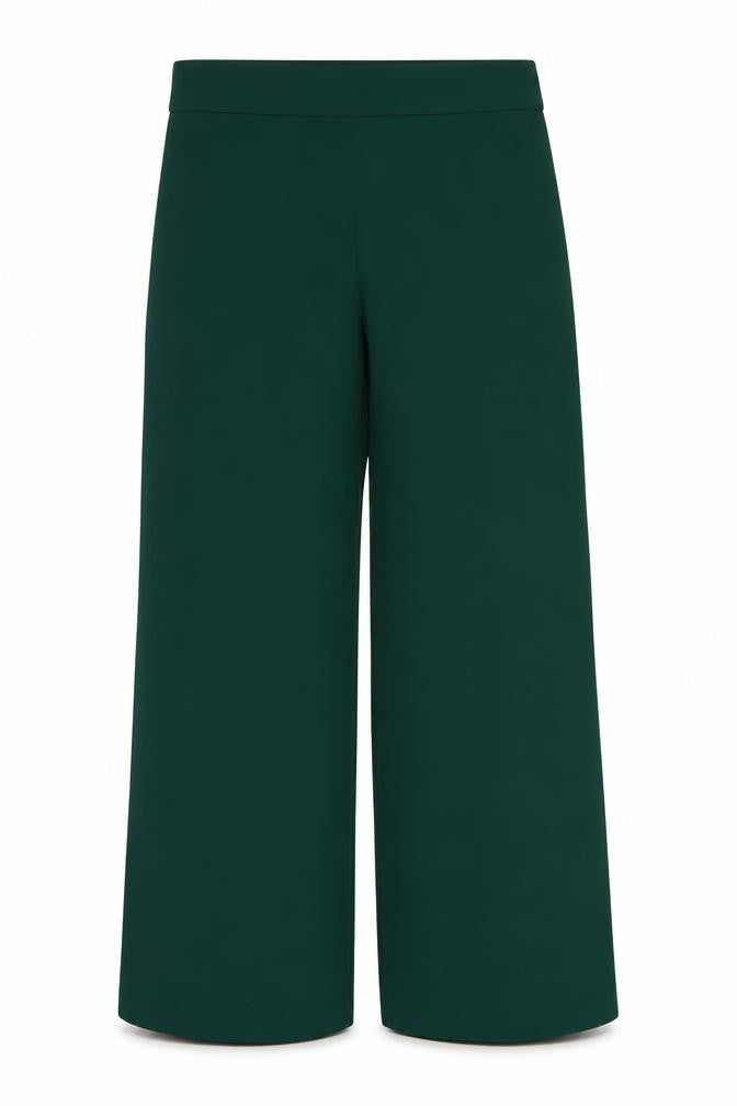 Zara Women Green Wide-Leg Trousers 2XL Polyester Crepe