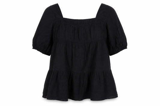 Marks & Spencer Women Black Size 20 Smocked Short Puff Sleeve Dress