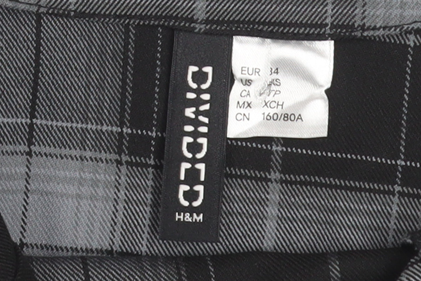 H&M Women’s Grey Check Bodycon Dress Size 6 Sleeveless Stretchy Short