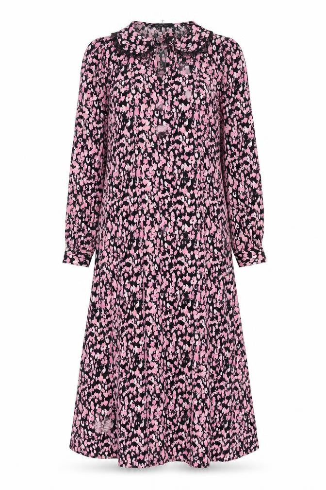 Marks & Spencer Women's Pink Floral Midi A-Line Dress Size 8