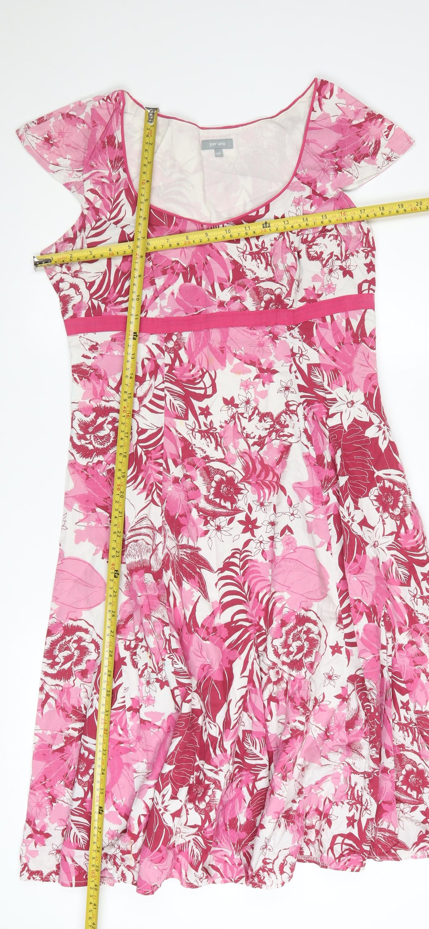 Marks and Spencer Per Una Women's Pink Floral Fit & Flare Dress Size 12R