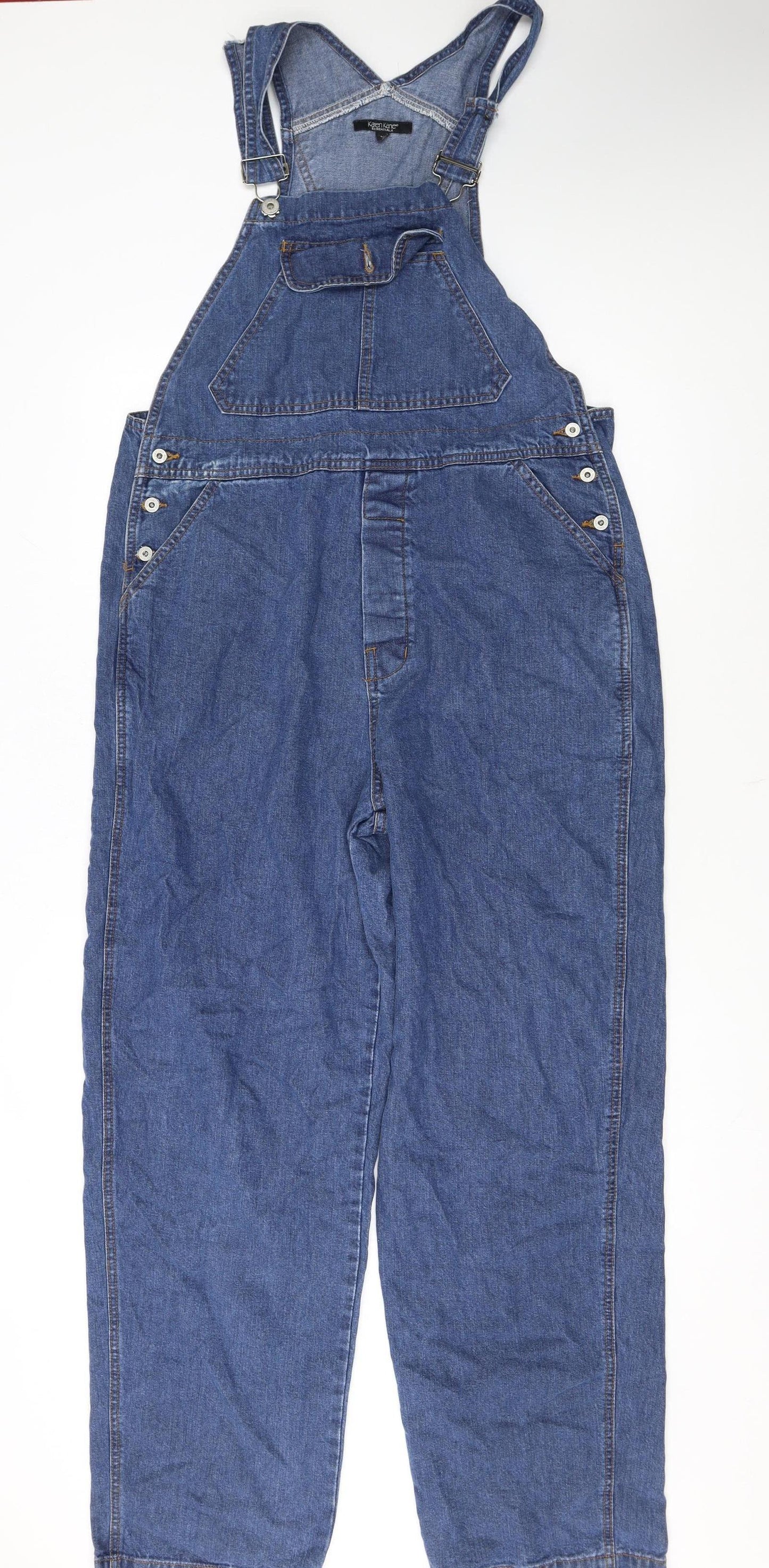 Karen Kane Essentials Women's Blue Denim Dungaree Jumpsuit L Casual