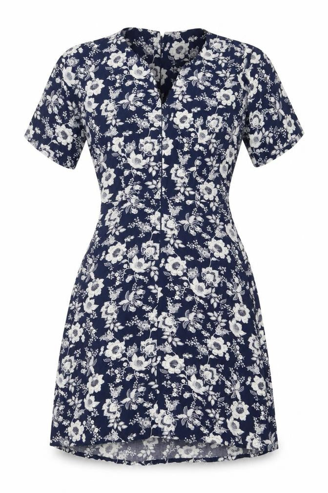 Warehouse Women's Blue Floral Wrap Short Dress Size 6