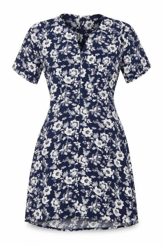 Warehouse Women's Blue Floral Wrap Short Dress Size 6