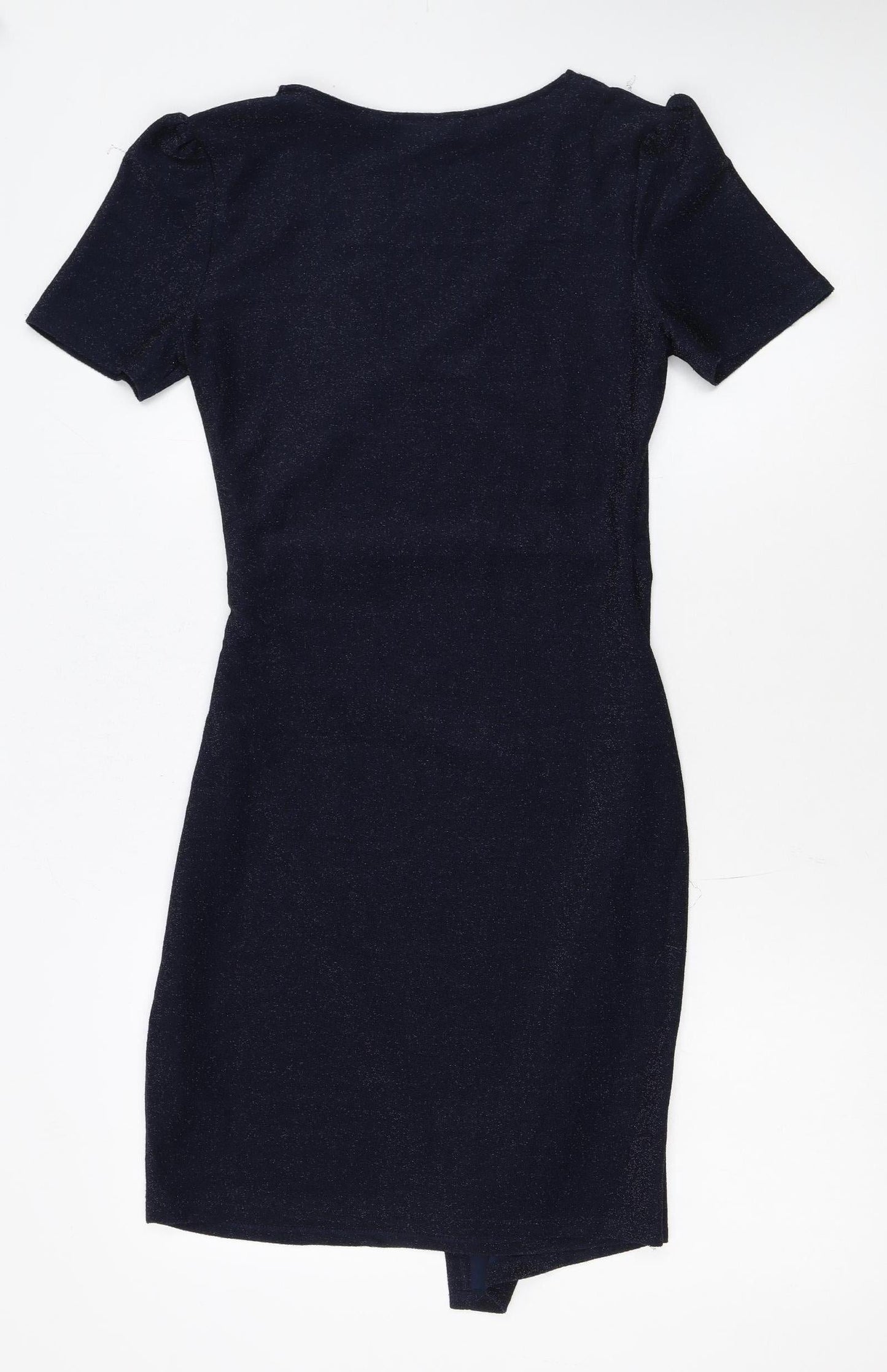 Apricot Womens Blue Shimmery Wrap Dress Size 10 Short Sleeve