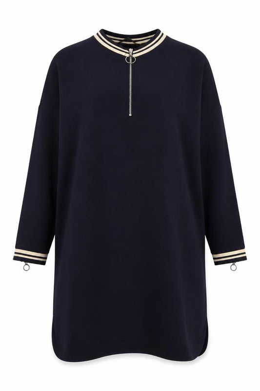 Zara Women Black Shift Dress S High Neck Zip Knit Casual Classic