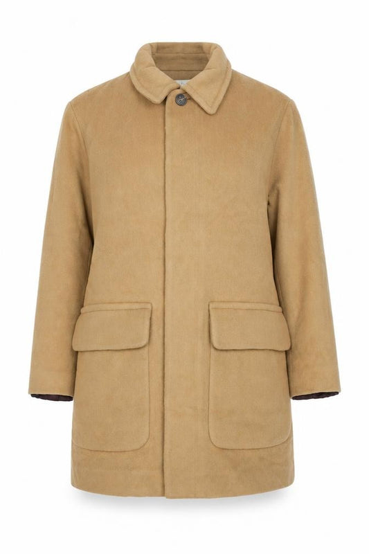 Paradox Women Beige Wool Blend Mid-Length Overcoat Size S