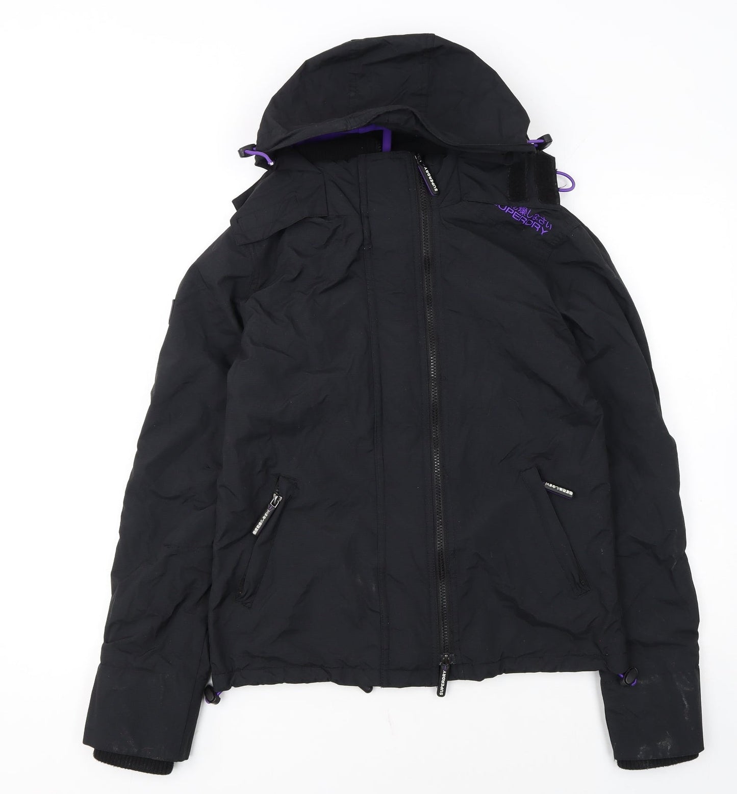 Superdry Womens Black Windbreaker Hooded Jacket Size S
