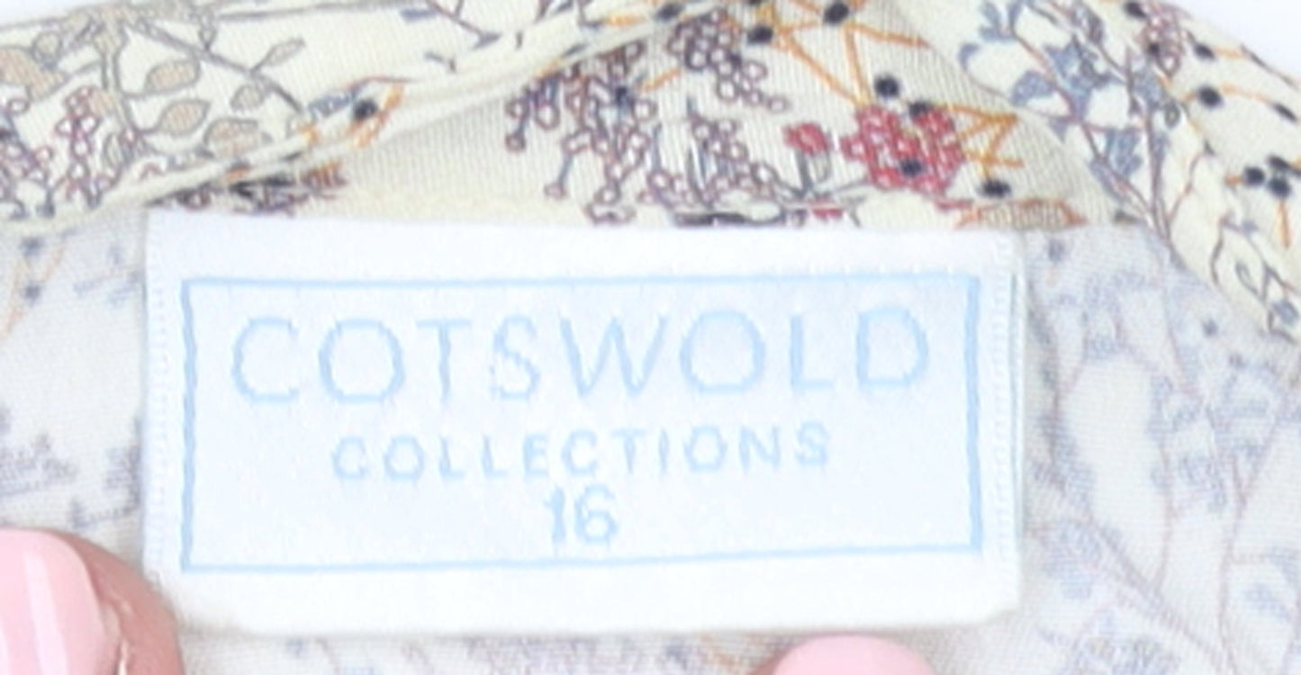 Cotswold Collections Womens Beige Floral Viscose Tunic Blouse Size 16