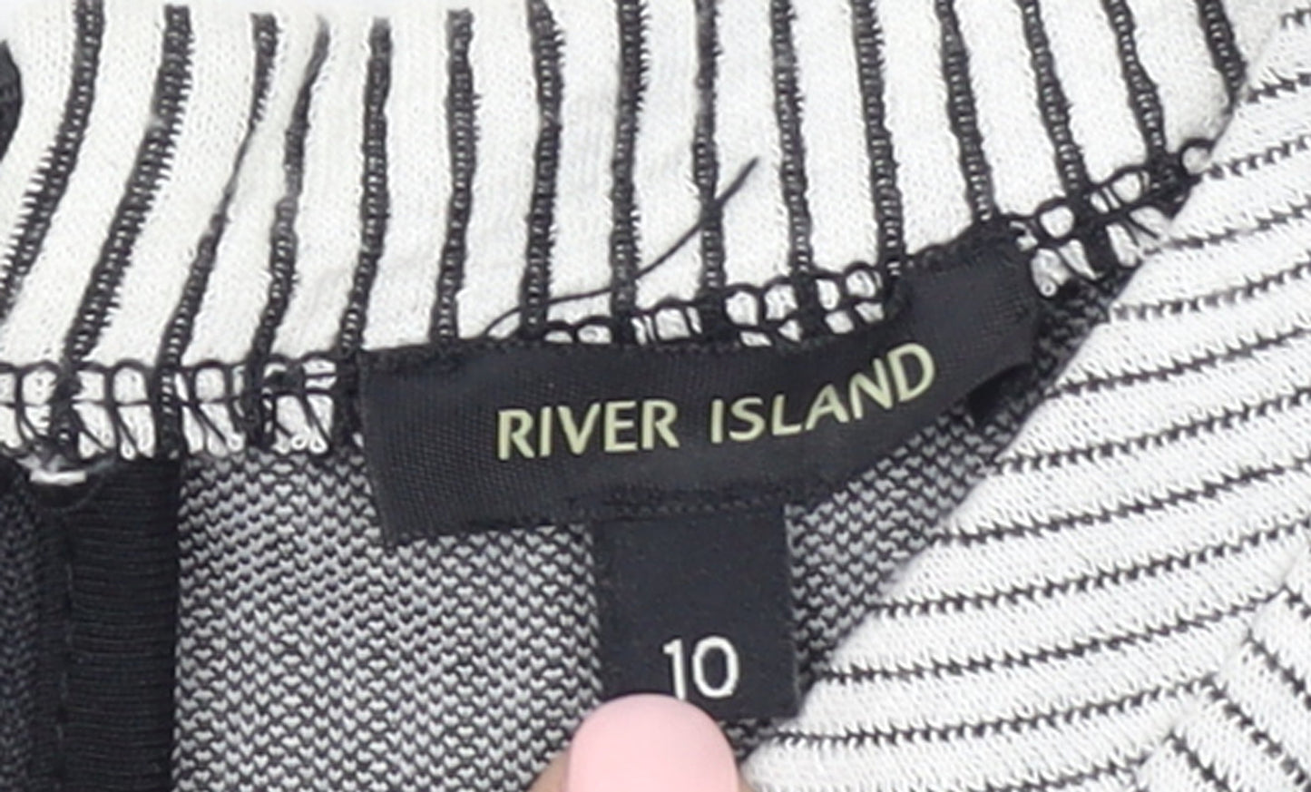 River Island Women Black Striped Bodycon Dress Size 10