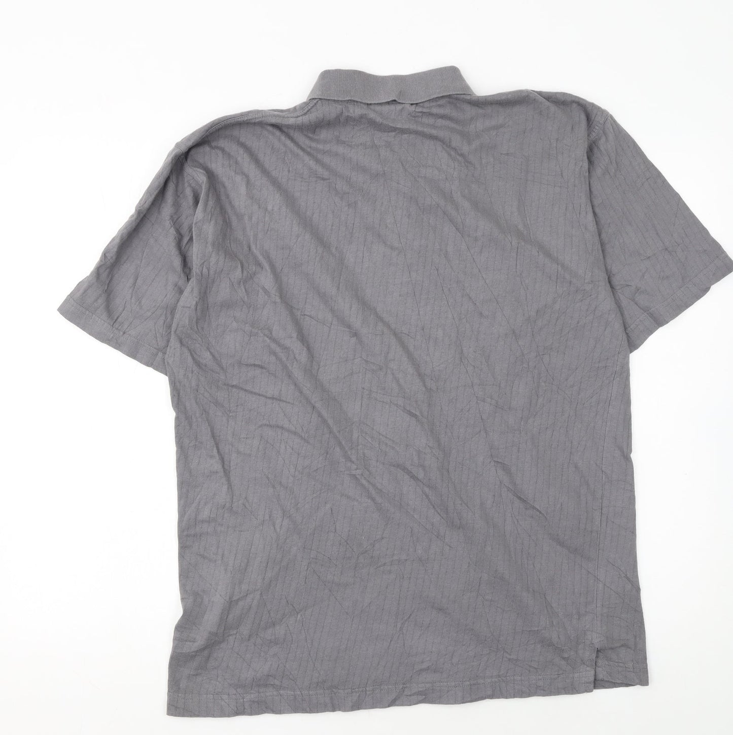 C&A Men's Grey Colourblock Cotton Polo Shirt Size M