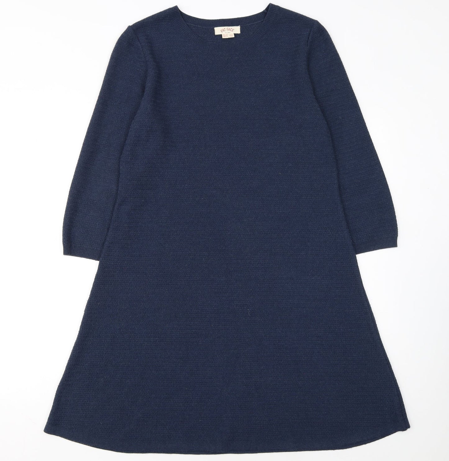 Fat Face Women's Blue A-Line Knit Dress Size 14 3/4 Sleeve