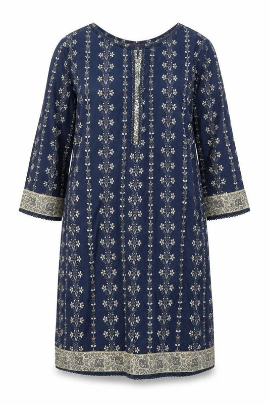 Bin Saeed Women's Blue Floral Shift Dress Size 18 Bohemian Style