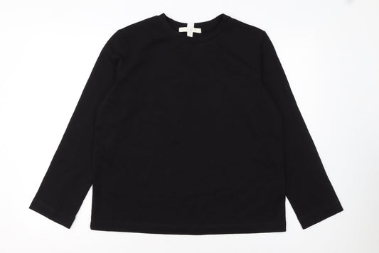 Next Women's Black Petite Size 10P Long Sleeve Cotton Crew Neck Top