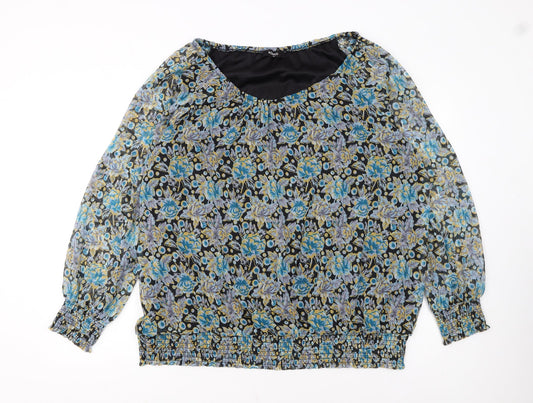 Klass Women’s Blue Floral Chiffon Tunic Blouse Size 22
