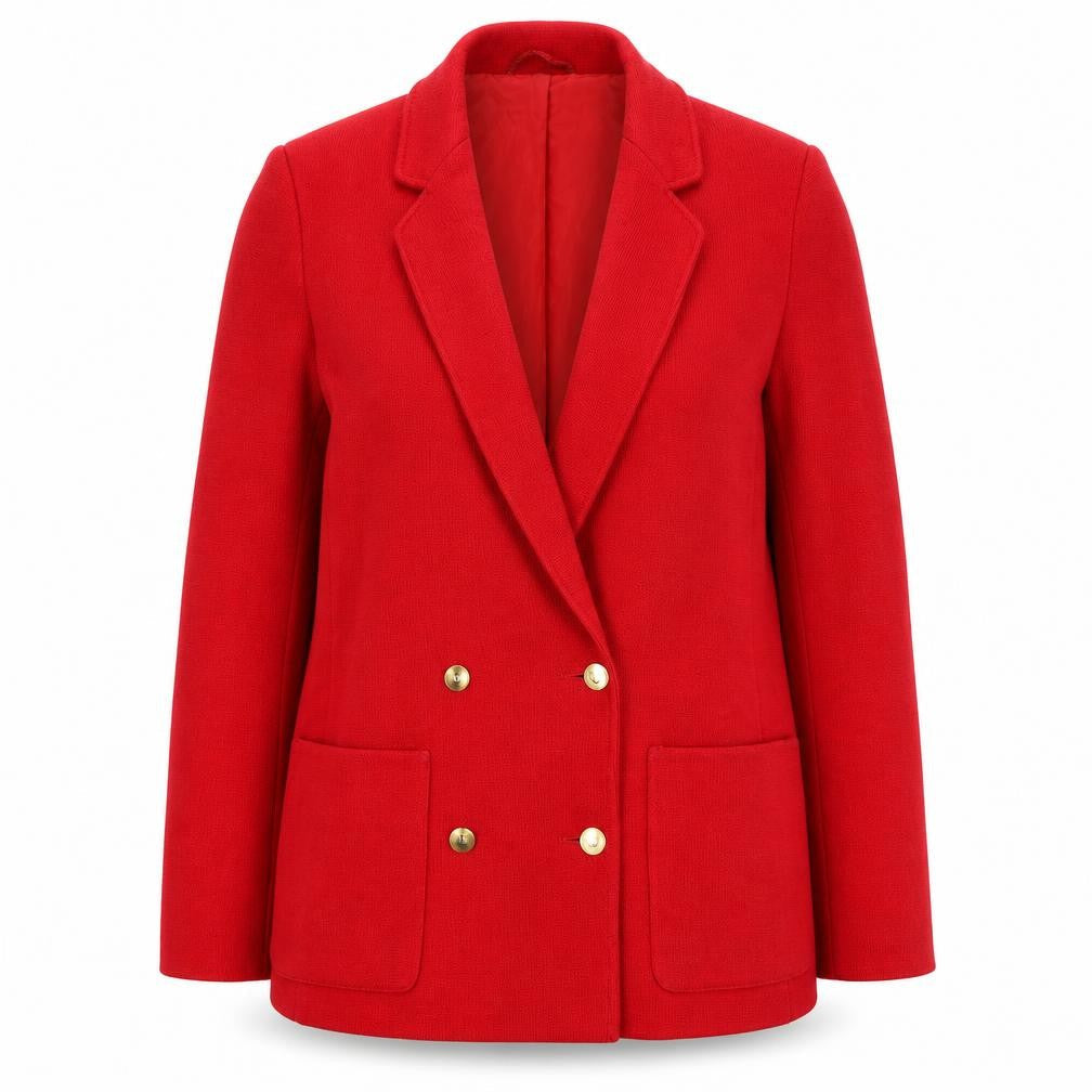Marks & Spencer Women's Red Wool Blend Double-Breasted Blazer UK 12