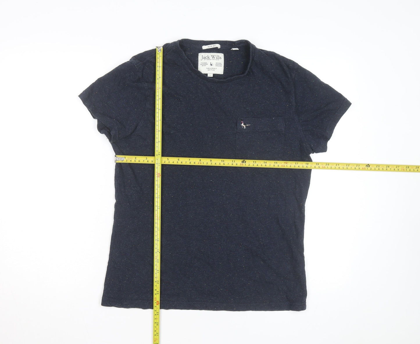 Jack Wills Men's Navy Slim Fit Crew Neck Short Sleeve T-Shirt Size M