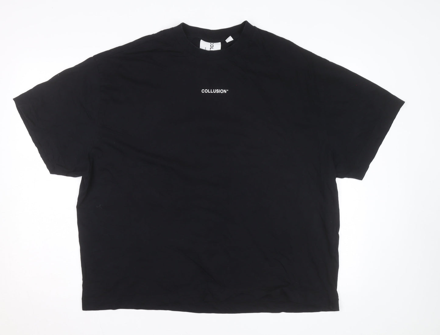 Collusion Men's Black Graphic Fire Print Relaxed Fit T-Shirt Size L