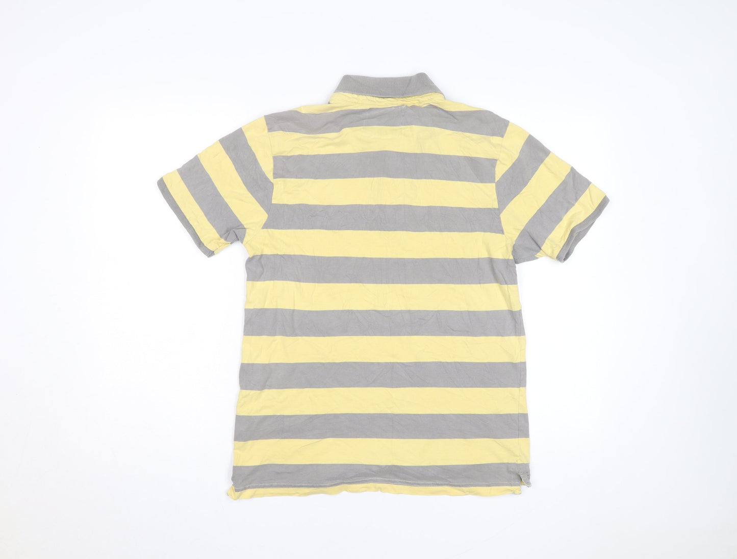 SoulCal Men's Yellow & Grey Striped Cotton Polo Shirt M
