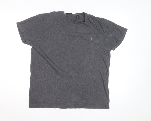 GANT Men's Grey Regular Fit Crew Neck Cotton T-Shirt M