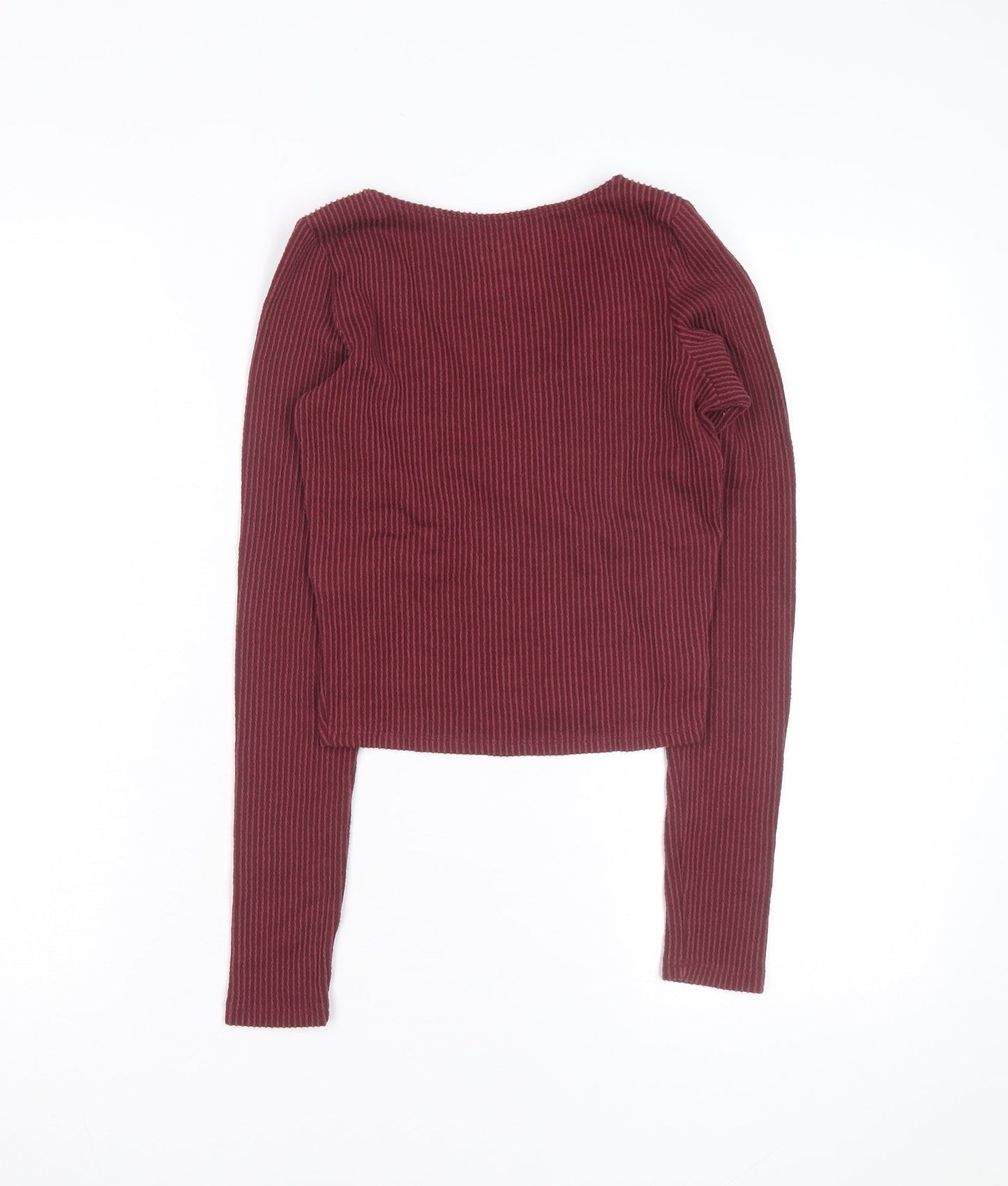 Hollister Womens Burgundy Wrap Ribbed Pullover Jumper XS