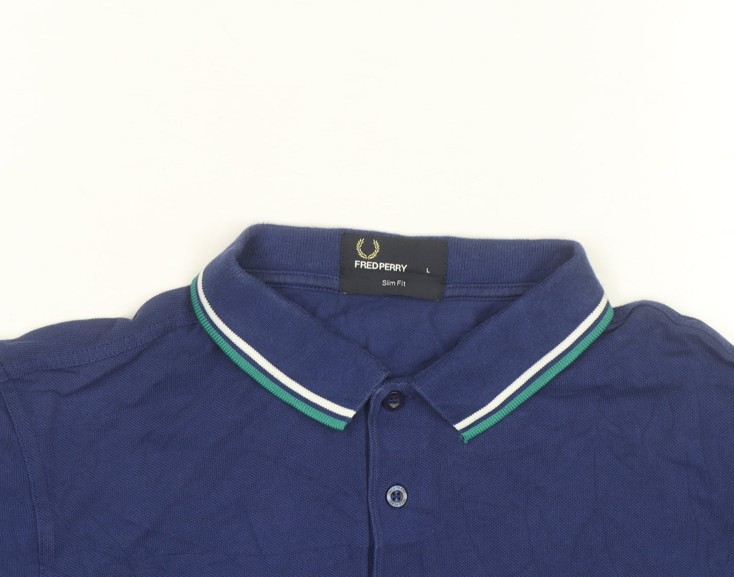 Fred Perry Men's Blue Slim Fit Polo Shirt Size L