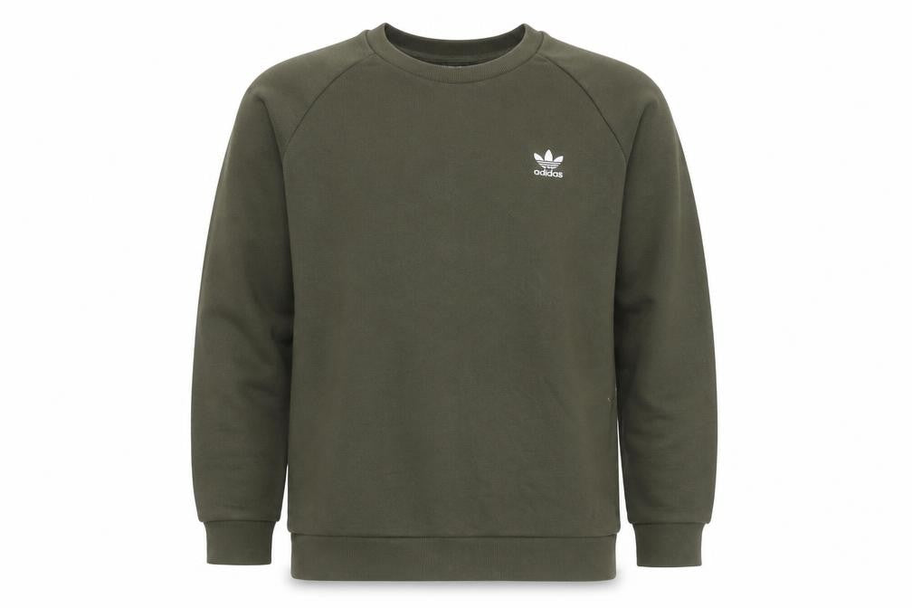 Front view of Adidas Men Green Crew Neck Pullover Sweatshirt M Regular Fit