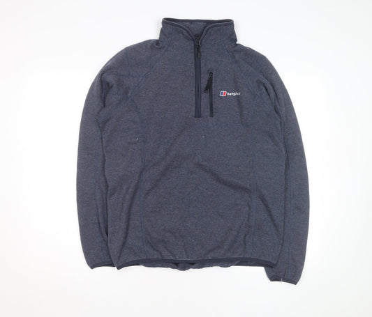 Berghaus Men Blue 1/4 Zip Fleece Pullover Sweatshirt M
