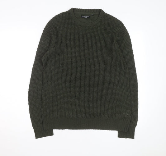 Brave Soul Men's Green Waffle Knit Crew Neck Pullover Jumper Size M