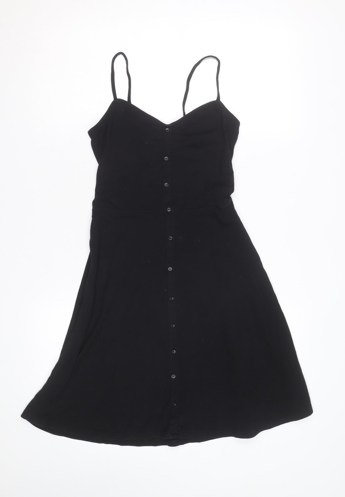 Dorothy Perkins Women’s Black Slip Dress Size 6 Sleeveless Jersey Button Front