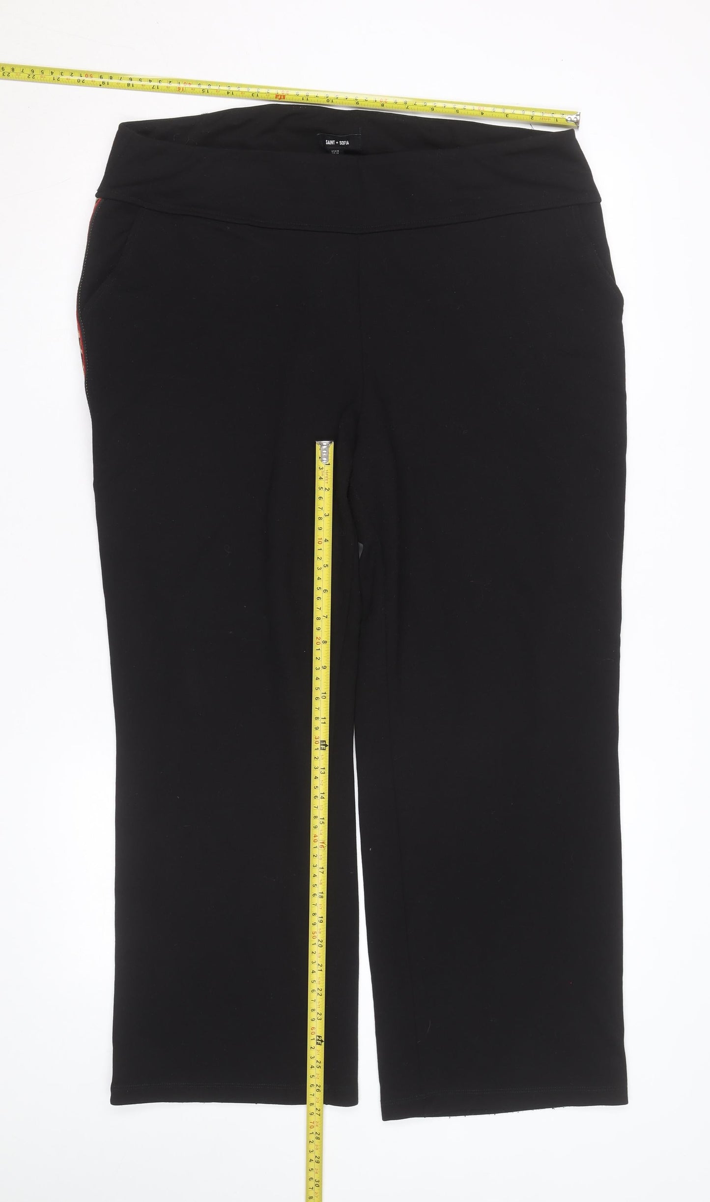 Saint + Sofia Women's Black Animal Stripe Jogger Trousers L