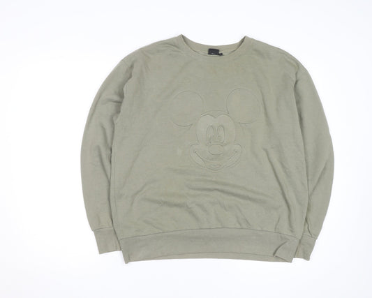 Disney Mickey Mouse Men's Green L Pullover Sweatshirt